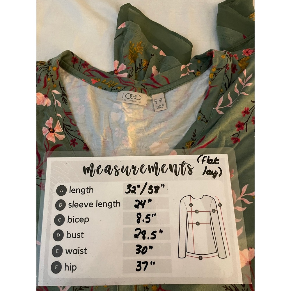 LOGO Lori Goldstein 3X Green Floral Tunic Dress Sharkbite Lagenlook Boho - Picture 16 of 16
